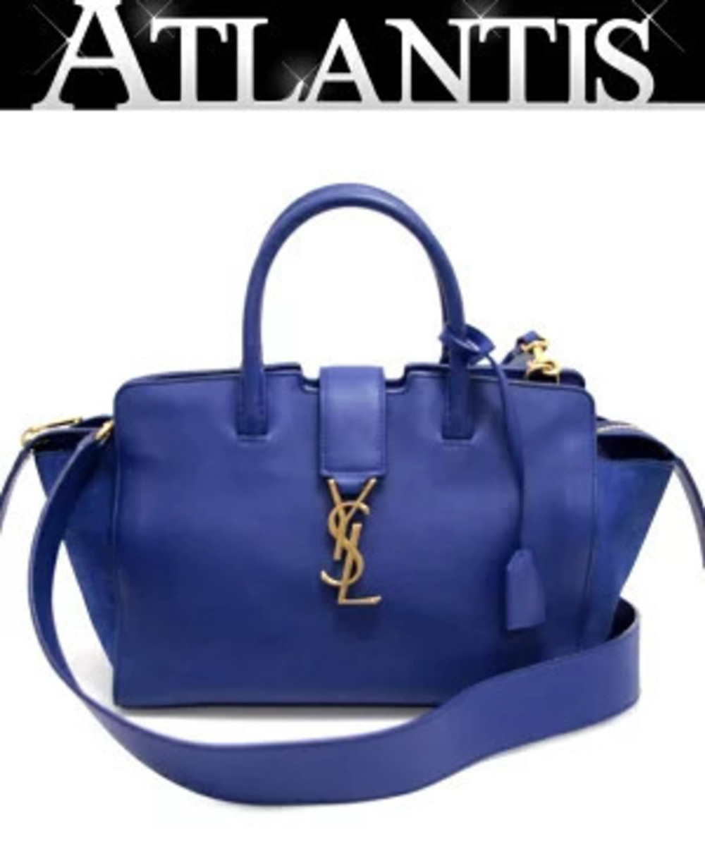 SAINT LAURENT PARIS Baby Downtown Cabas Bag Leather Blue